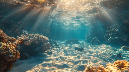 Sparkling Sunlit Underwater View - Deep Sea Ambiance Concept