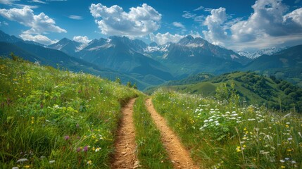 Alpine Trail: A Serene Summer Landscape in the Mountains