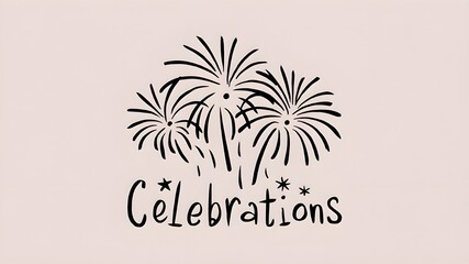 Obraz premium Charming Hand-Drawn Fireworks Celebration