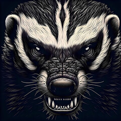 portrait of an angry badger