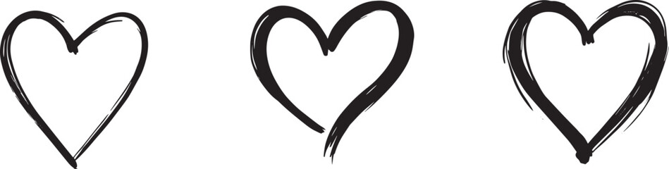 Heart, love, romance or valentine's day red heart. Heart vector icons. Artistic black heart icon vector.