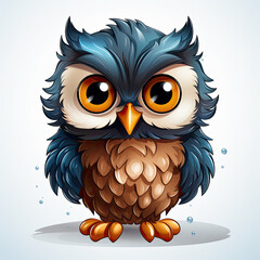Obraz premium Watercolor Frostbite owl, clipart Illustration, Generative Ai
