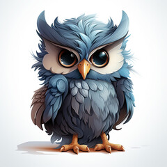 Obraz premium Watercolor Frostbite owl, clipart Illustration, Generative Ai