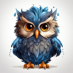 Watercolor Frostbite owl, clipart Illustration, Generative Ai