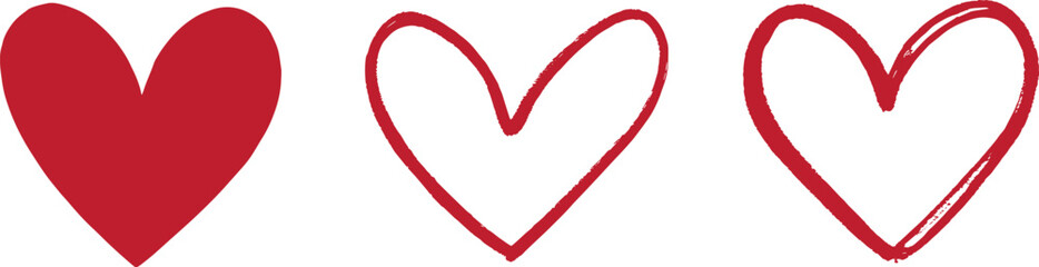 Heart, love, romance or valentine's day red heart. Heart vector icons. Artistic red heart love symbols isolated editable vector.