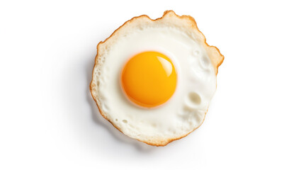 Fried egg isolated on white background. Top view
