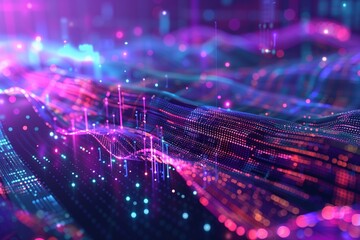 Vector abstract 3D big data visualization. Futuristic infographics aesthetic design. Visual information complexity. Intricate data threads plot. Social network or business analytics representation