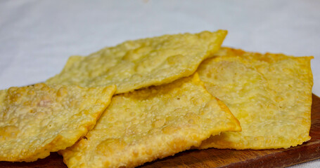 Traditional heart of palm fair pastry highlighted