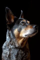 Mystic portrait of Australian Cattle Dog,  Isolated on black background