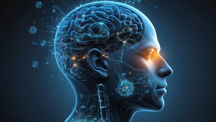 Obraz premium human head with brain conceptual image