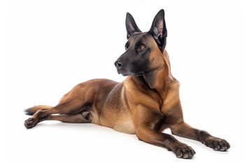 Mystic portrait of Belgian Malinois, Isolated on white background
