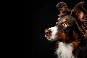 Mystic portrait of Border Collie,  Isolated on black background