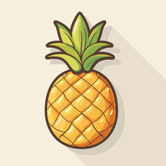 A cartoon pineapple with a green top
