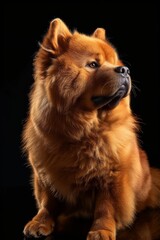 Fototapeta premium Mystic portrait of Chow Chow, full body View, Isolated on black background
