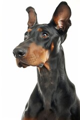 Mystic portrait of Doberman Pinscher, Isolated on white background