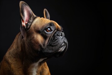 Mystic portrait of French Bulldog, Isolated on black background