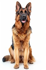 Mystic portrait of German Shepherd, full body View, isolated on white background