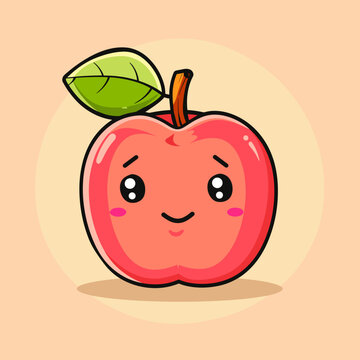 Cute kawaii Rose apple fruit character. Vector cartoon illustration.