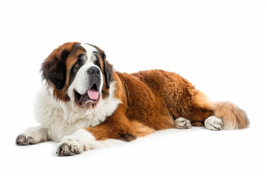 Mystic portrait of Saint Bernard, full body shot, full body View,  isolated on white background