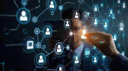 Businessman with global structure customer network technology, Customer Relationship Management,