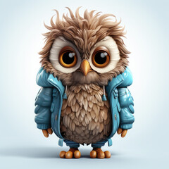 Fototapeta premium Watercolor Frostbite owl, clipart Illustration, Generative Ai