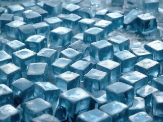 Fototapeta premium ice cubes on black background