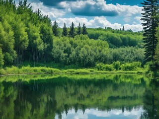 Obraz premium lake and forest