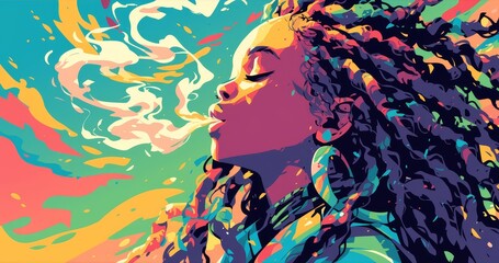 A colorful illustration in the style, reggae culture theme