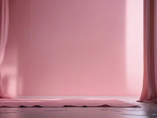 pink room with curtains