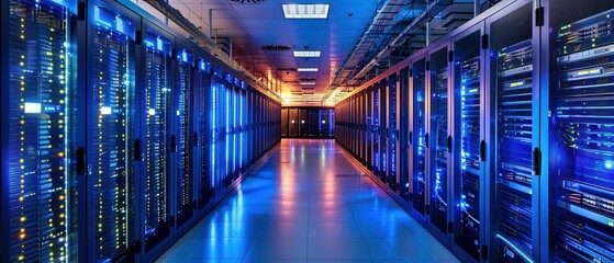 Fototapeta premium Data Center Server Room, fiber optic, data center server, data center cloud, data center construction, data center abstract, data center server,