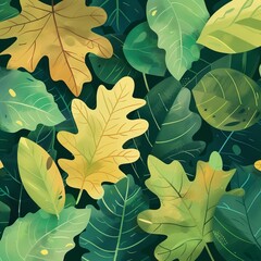 Leaves Green Yellow Background Fall Autumn Nature Tree Colors Multicolor