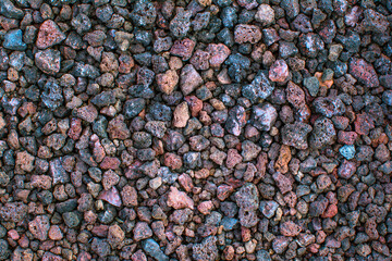 Natural aquarium lava gravel in red brown colors.