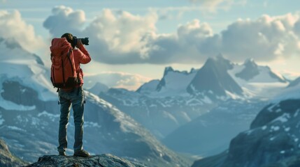 Photographer is watching at mountains