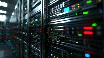Naklejka premium Data Center Server Room, fiber optic, data center server, data center cloud, data center construction, data center abstract, data center server,