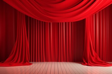 Red Curtain With White Floor
