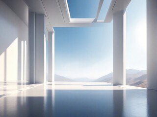 room with window and sky