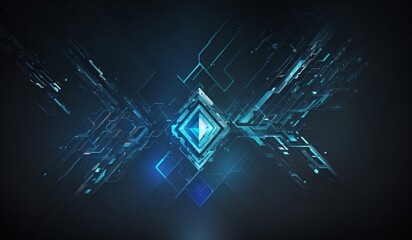 Obraz premium abstract blue background with lines, blue geometric shape abstract technology background. Very realistic, 8k quality, hyper realistic, ultra realism