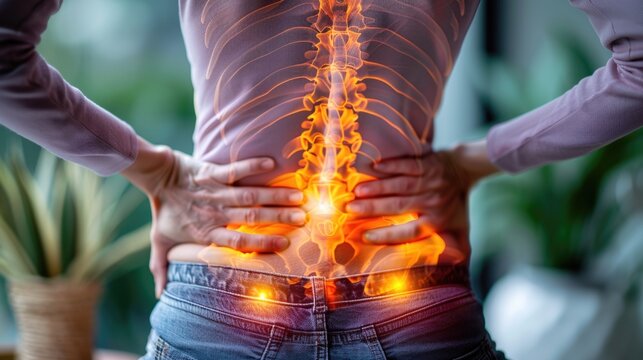 Person with lower back pain, capturing the discomfort and challenges faced by individuals experiencing lumbar discomfort, highlighting the need for attention and care in managing spinal health