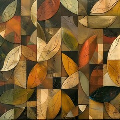 Brown Autumn Leaves Background Cubism Abstract  Plant Tree Leaf
