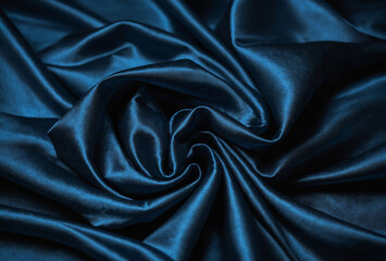 Fototapeta premium Crumpled blue satin texture backgroundю texture seamless pattern For fabric , luxury design. trendy. high quality photoю wallpaper for print for text, sale and more. Mock up for the designer 