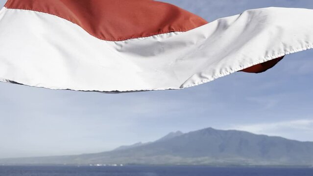 Indonesian flag on the boat