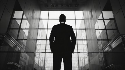 business man or boss in silhouette interview