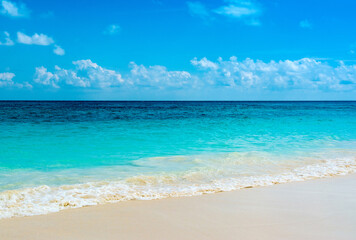 Beautiful landscape of clear turquoise Indian ocean, Maldives islands