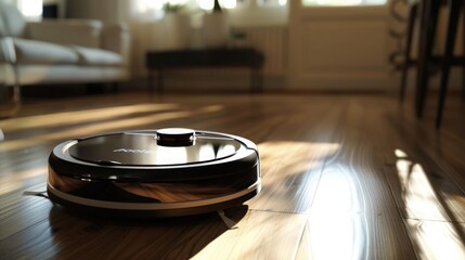 a robotic vacuum cleaner, representing the home automation and appliance industry