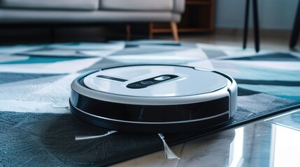 a robotic vacuum cleaner, representing the home automation and appliance industry