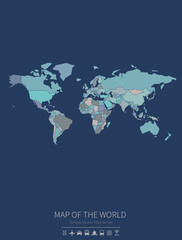 Naklejka premium World map. continental map. a simple map of the country.