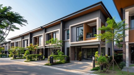 Affordable Townhomes for Rent in Bangna Suburb with Modern Architecture and Lush Greenery