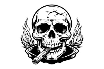 Smoker Skull - Vector illustration design for fashion graphics