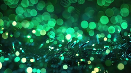 christmas lights. festive new year blurred green and black background. beautiful sparkling backdrop, texture. bokeh. copy space. xmas