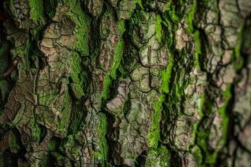 Lush Mossy Bark Texture Highlights Earthy Tones in Cinematic Close-Up Nature Photography